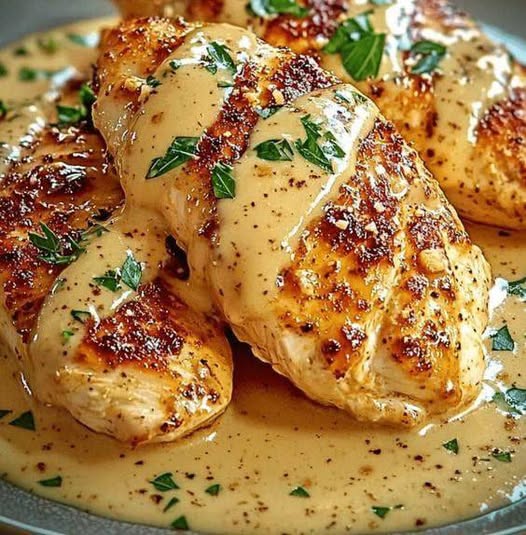 Pechugas en salsa cremosa de ajos