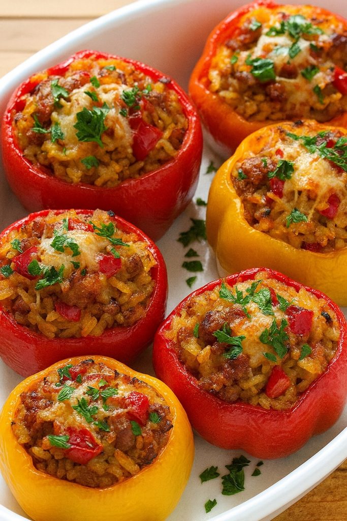 Pimientos rojos rellenos de carne