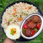 Riz sauté, Poulet épicé et Œuf poché 😋