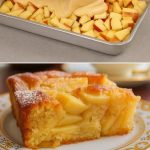 El pastel de manzana suave y delicioso