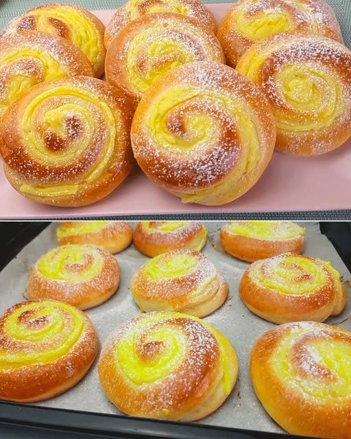 Bollos Rellenos con Crema Pastelera