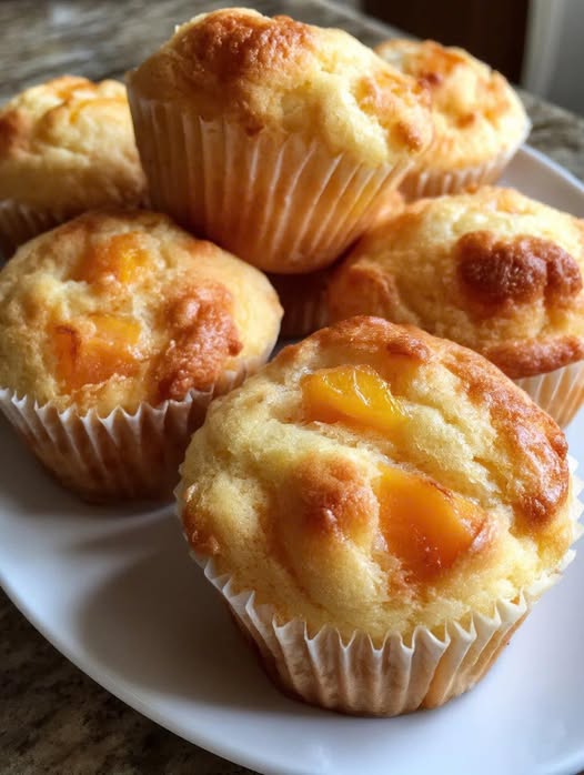 Muffins Rápidos de Durazno y Vainilla