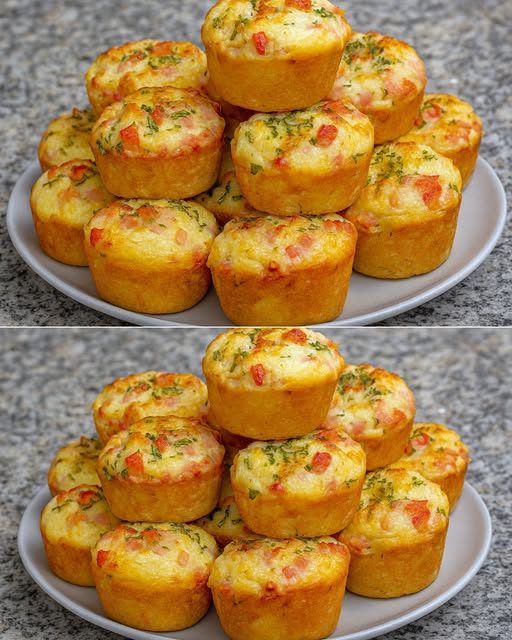 Mini Cupcakes Salados con Queso y Jamón