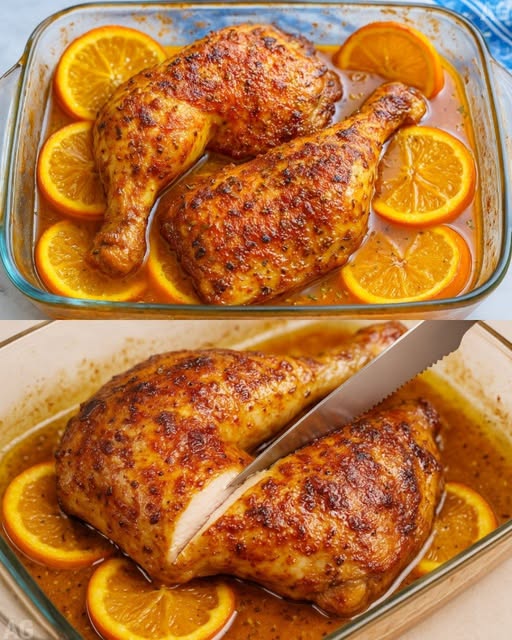 POLLO ASADO en salsa de NARANJA: una receta jugosa y llena de sabor