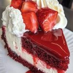 Tarta de Queso de Terciopelo Rojo con Fresas