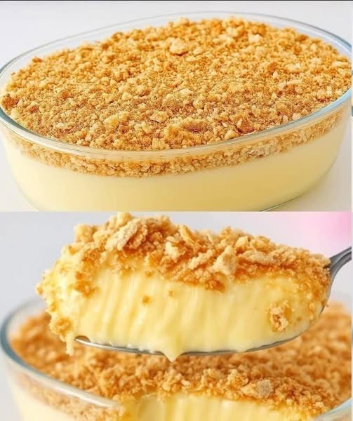 Pudín de Vainilla Cremoso con Crumble de Galletas