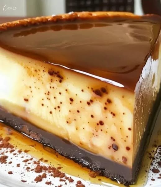 Flan de chocolate blanco y negro sin horno