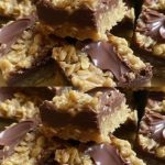 Cuadraditos de avena con mantequilla de maní y chocolate