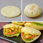 Pan árabe relleno de pollo, hueco por dentro y delicioso