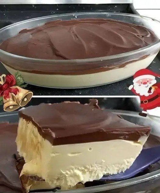 Postre frío de chocolate y vainilla sin horno