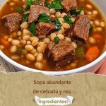 Sopa abundante de carne y cebada