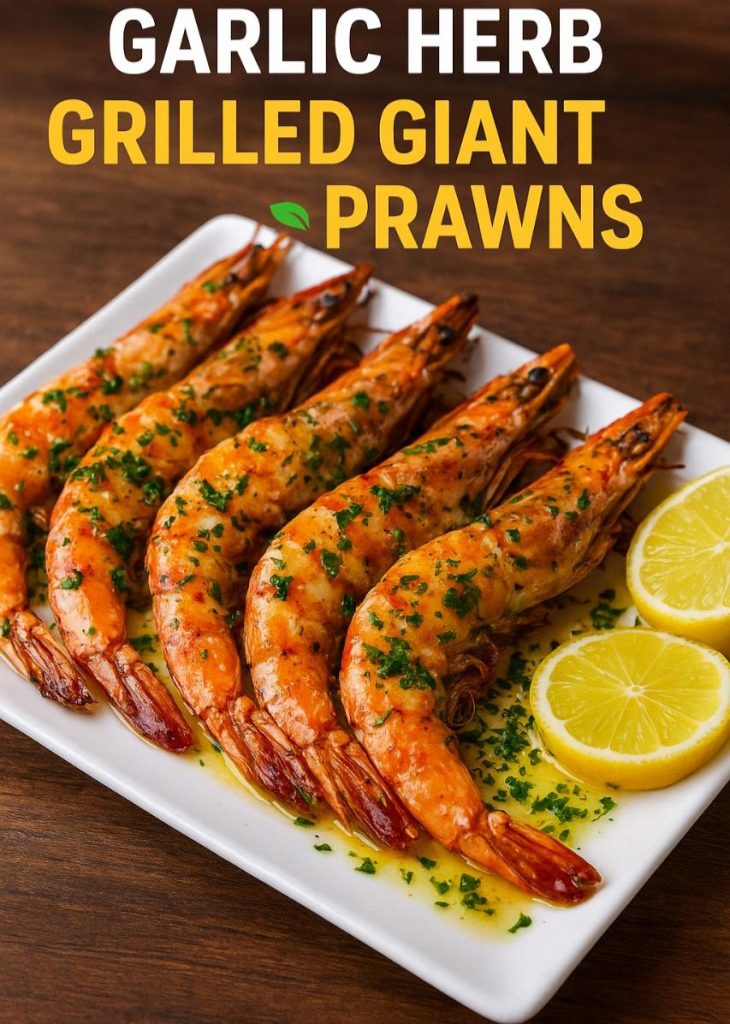 Garlic Herb Grilled Giant Prawns – Receta Sabrosa y Elegante 🌿🧄