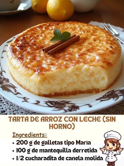 Tarta de Arroz con Leche (sin horno)