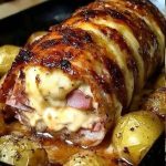 Lomo Relleno con Jamón y Queso al Horno con Papas