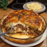Receta abundante de cazuela de carne y arroz con queso