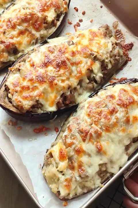 Berenjenas Rellenas con Carne, Patata y Queso